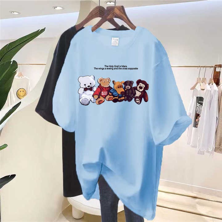 Wholesale Summer T-shirt Women's Fashion T-shirt Women's Clothing Graphic Black Girl Cartoon Print in T-shirt Women