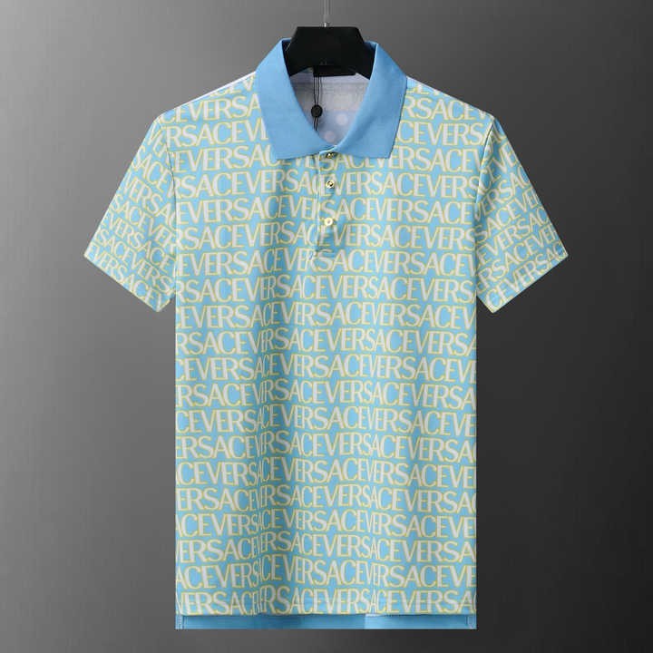 Summer New Fashion Men's Silky Good Fabric Polo Shirt Full-body Letter Print Top Shirt